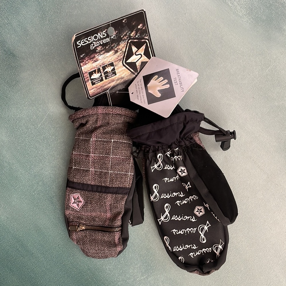 Sessions Riley Snow Mittens Waterproof XS Plaid Snowboarding